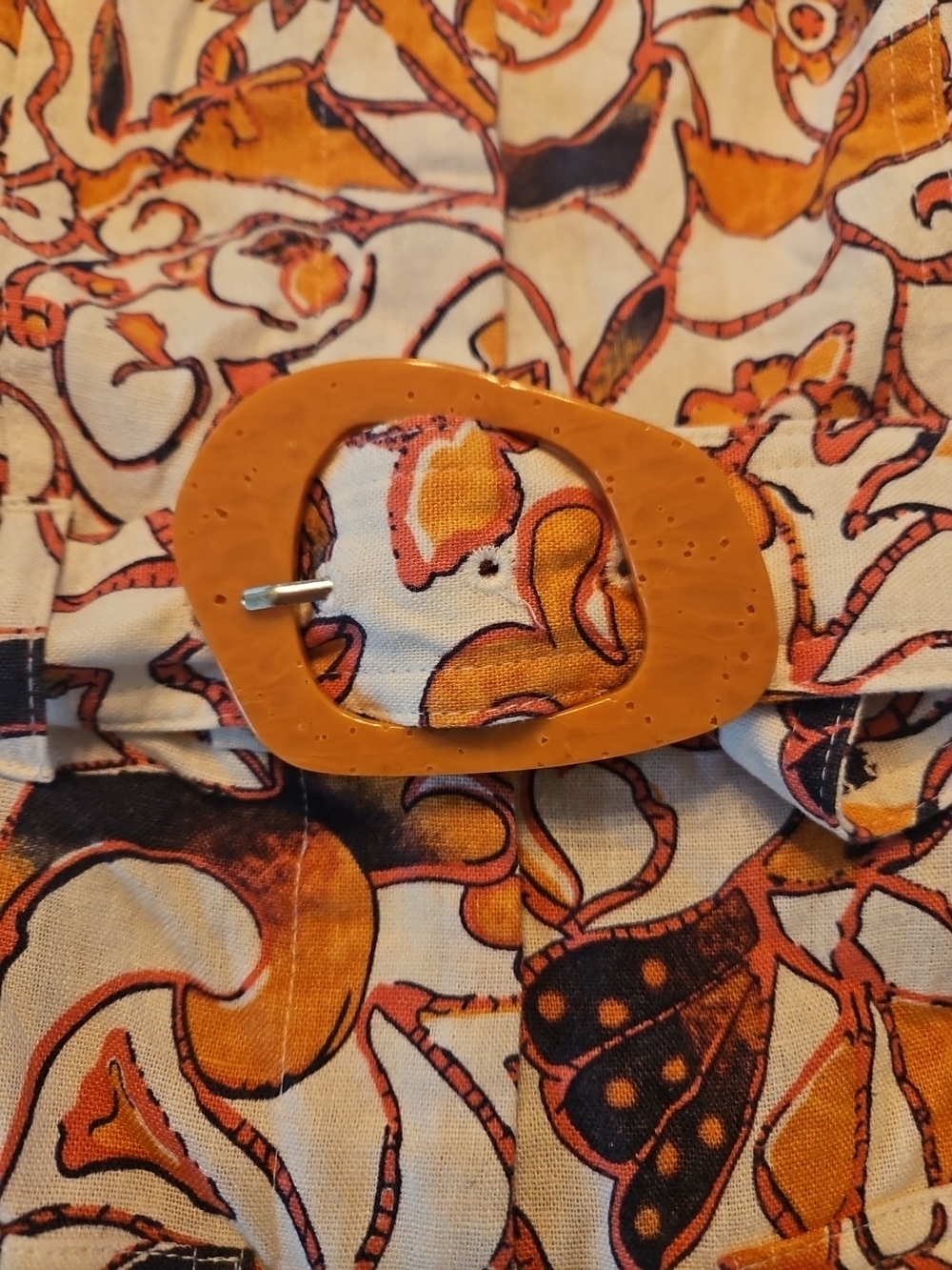 House Of Harlow 1960 Floral Print Romper Orange & Cream Belted Linen Blend NEW - Picture 3 of 10